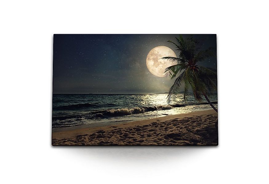 Sinus Art Leinwandbild 120x80cm Wandbild auf Leinwand Strand bei Nacht Voll günstig online kaufen