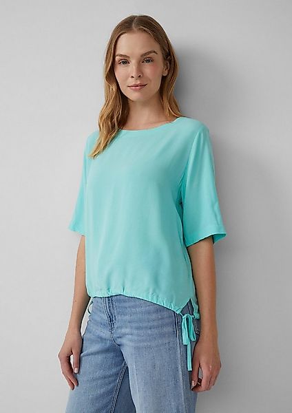 s.Oliver Kurzarmbluse Bluse Gemusterte Shirt-Bluse mit verstellbarem Saum günstig online kaufen