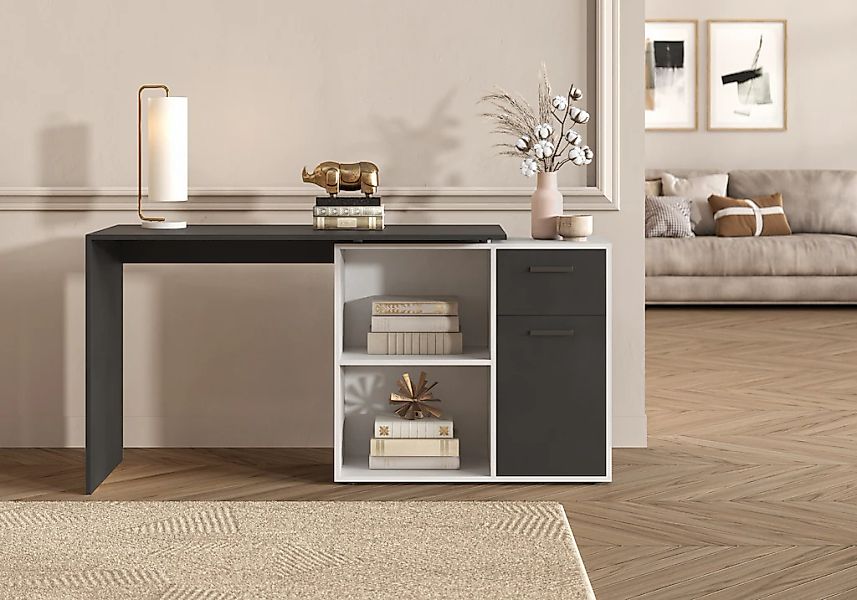 FMD Eckschreibtisch "AUGSBURG", Schreibtisch/Sideboard m. Stauraum, beidsei günstig online kaufen