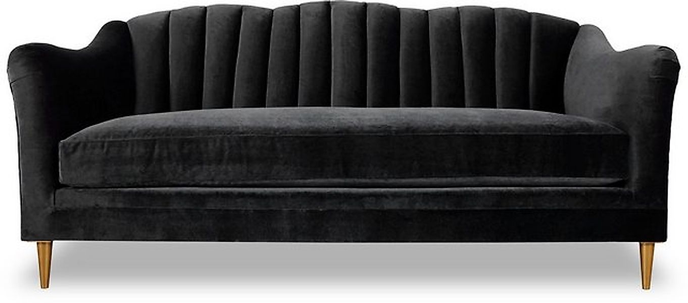 Xlmoebel Sofa Schwarzes Design-Sofa mit 3 Sitzen im Chesterfield-Stil aus S günstig online kaufen