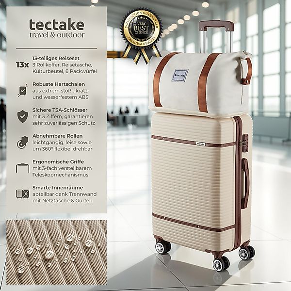 tectake Trolley Reisekofferset, 4 Rollen, 13-teilig, Hartschalen aus robust günstig online kaufen