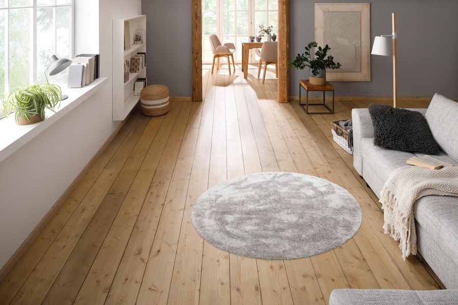 my home Hochflor-Teppich "Malin" rund 43 mm Höhe Uni-Farben, leicht glänzen günstig online kaufen