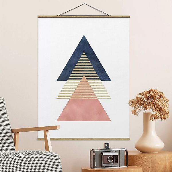 Stoffbild mit Posterleisten Drei Dreiecke günstig online kaufen
