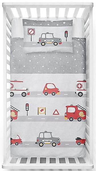 LINKHOFF Babybettwäsche Kinderbettwäsche 100x135cm Polizei-Feuerwehr Rot/Si günstig online kaufen
