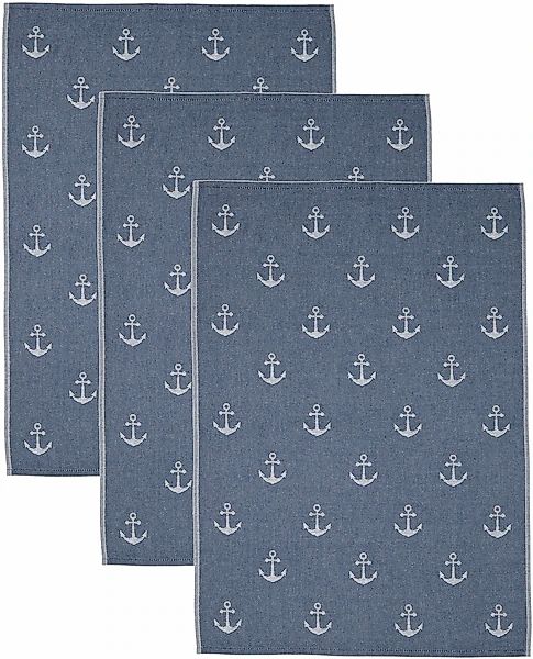 ROSS Geschirrtuch »Maritim - allover Anker«, (Set, 3 tlg.), Motivtuch, aus günstig online kaufen