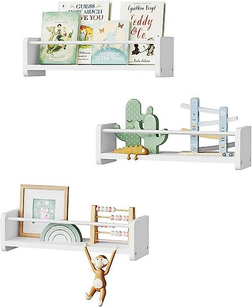Woltu Wandregal, 3-tlg., Schweberegal weiß, Regal Wand 2 Montagemöglichkeit günstig online kaufen