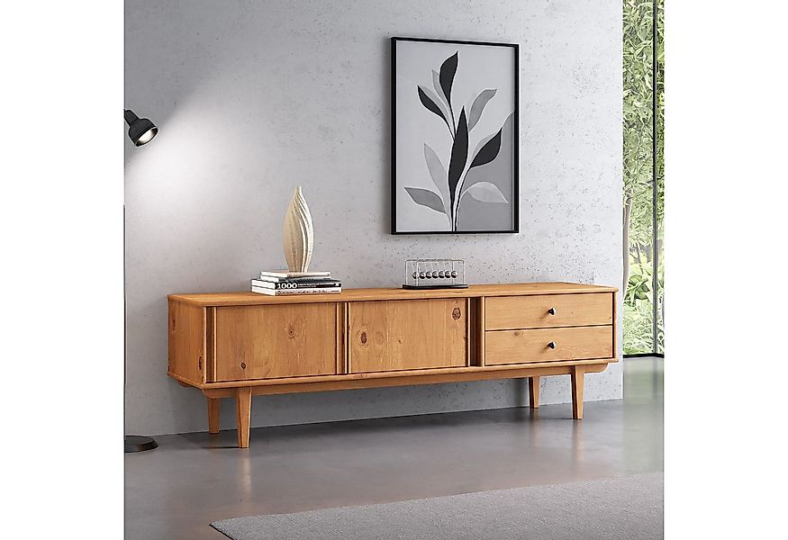 IDIMEX Lowboard SIMONA, TV Lowboard 175 cm aus Massivholz mit 2 Schiebetüre günstig online kaufen
