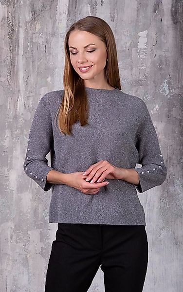 Passioni Strickpullover mit Glitzergarn und Perlen günstig online kaufen