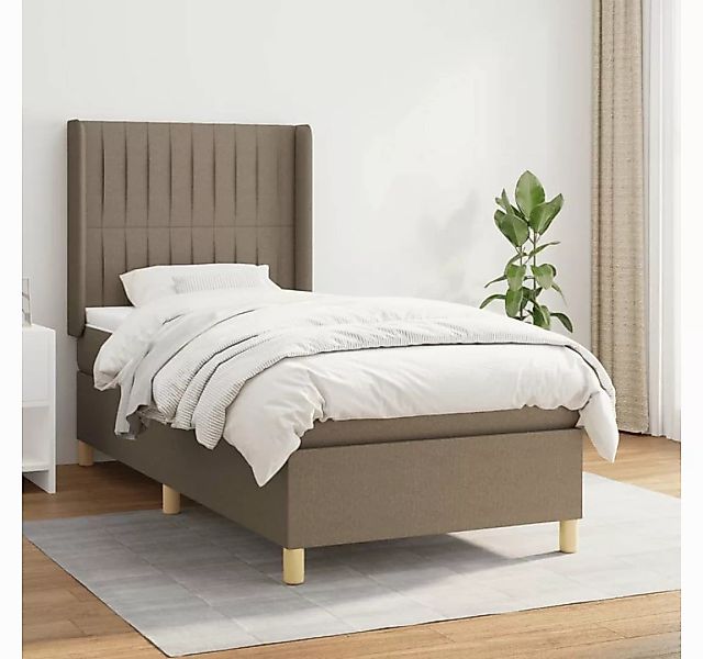 vidaXL Boxspringbett Boxspringbett mit Matratze Taupe 90x200 cm Stoff Bett günstig online kaufen