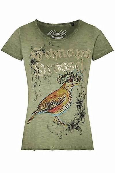 Hangowear Trachtenshirt Trachtenshirt Damen - SCHNAPSDROSSEL - olivgrün günstig online kaufen