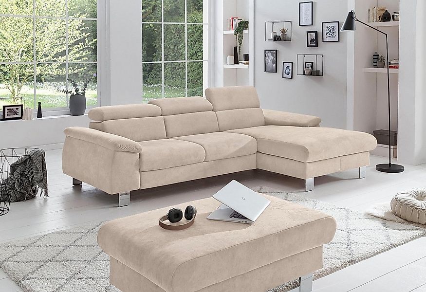 COTTA Ecksofa "Komaris L-Form, B: 244 cm" mit Kopfteilverstellung, optional günstig online kaufen