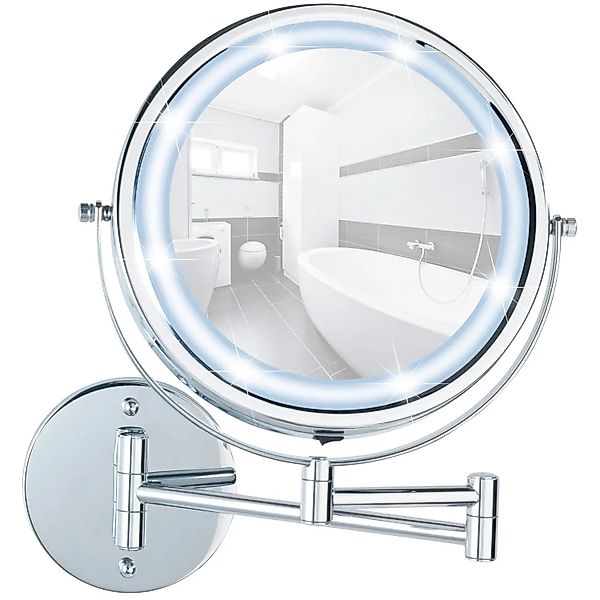 Wenko Power-Loc LED Wandspiegel Lumi 5-fach Vergrößerung Chrom günstig online kaufen