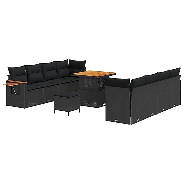 vidaXL Gartensofa-Set mit Kissen 12 Stk Schwarz Poly-Rattan 3365094 günstig online kaufen