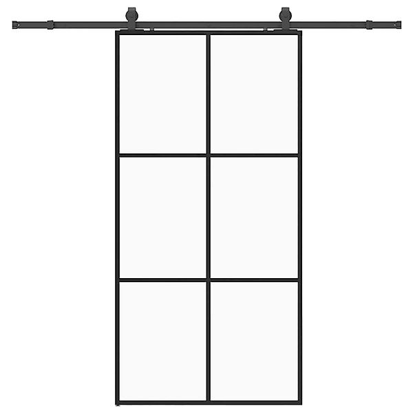 vidaXL Schiebetür mit Beschlag Schwarz 102x205 cm ESG-Glas 3375926 günstig online kaufen