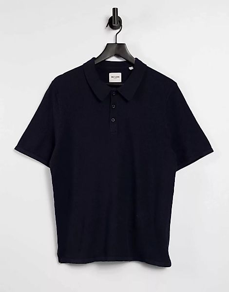 Only & Sons – Marineblaues Polohemd aus Strick günstig online kaufen