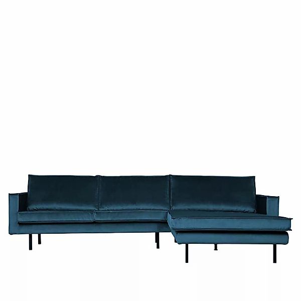 Ecksofa in Blau Samt 45 cm Sitzhöhe günstig online kaufen