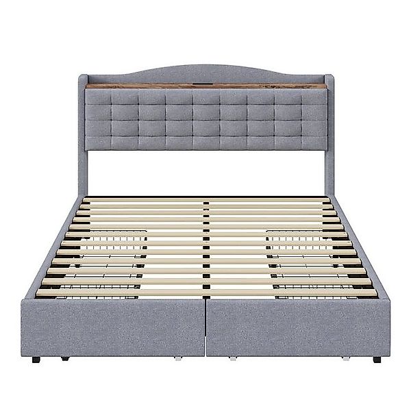 Gotagee Polsterbett 160x200 cm USB Ablage Doppelflachbett mit 4 Schubladen günstig online kaufen
