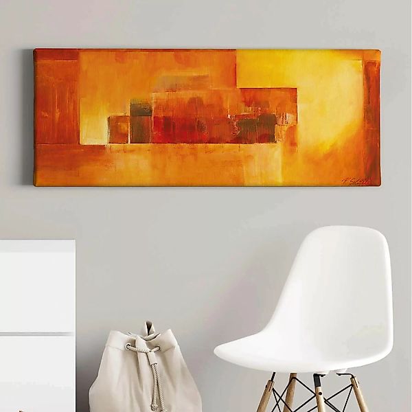 Bricoflor Abstraktes Bild In Rot Orange Kunst Leinwand Bild Im Gemälde Stil günstig online kaufen