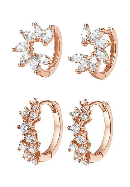 Hey Happiness Creolen-Set Layer Kristalle Silber 925 Damen, 2 Paare 4-tlg., günstig online kaufen