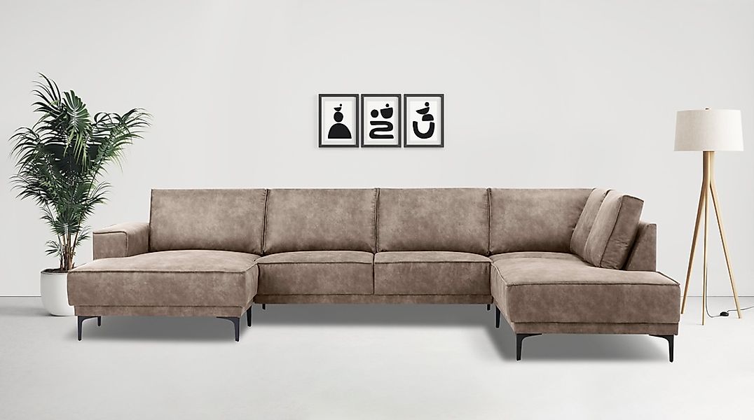 OTTO home Wohnlandschaft "XXL Sofa Oland, Struktur, Flachgewebe, Luxus-Micr günstig online kaufen