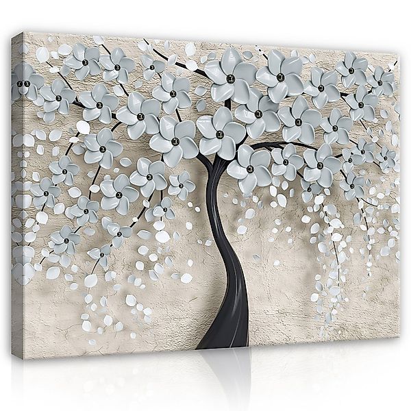 Wallarena Leinwandbild Blumen Baum Abstrakt Schwarz günstig online kaufen