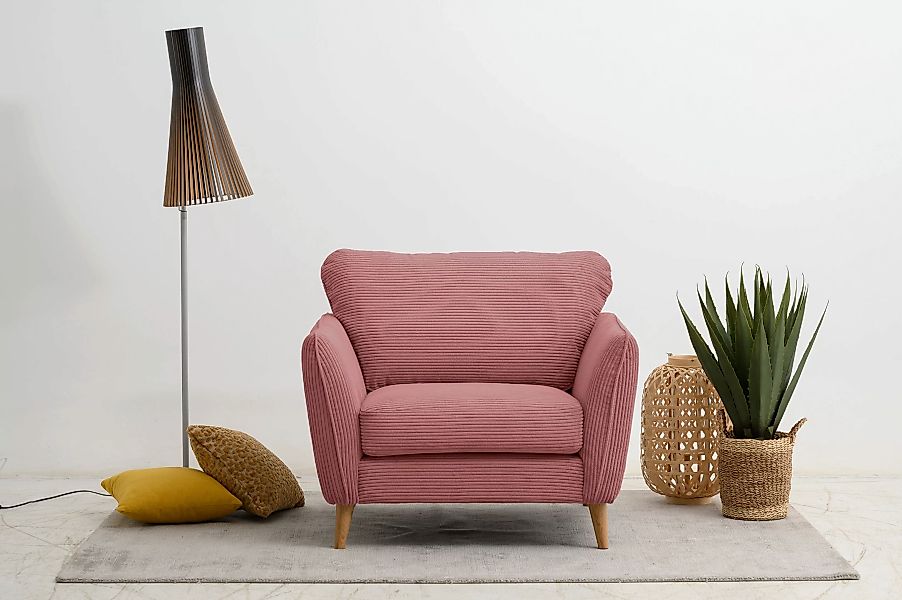 Home affaire Sessel "MARSEILLE", Massivholzbeine Eiche, Landhausstil, Welle günstig online kaufen