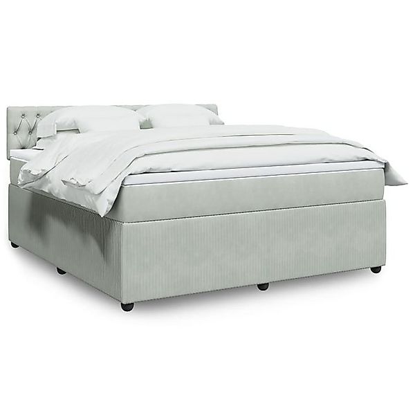 vidaXL Boxspringbett, Boxspringbett mit Matratze Hellgrau 180x200 cm Samt günstig online kaufen