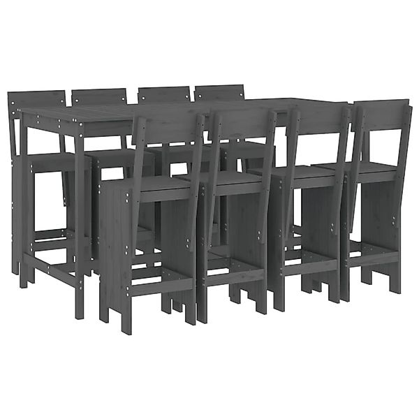 vidaXL 9-tlg Gartenbar-Set Grau Massivholz Kiefer Modell 3 günstig online kaufen