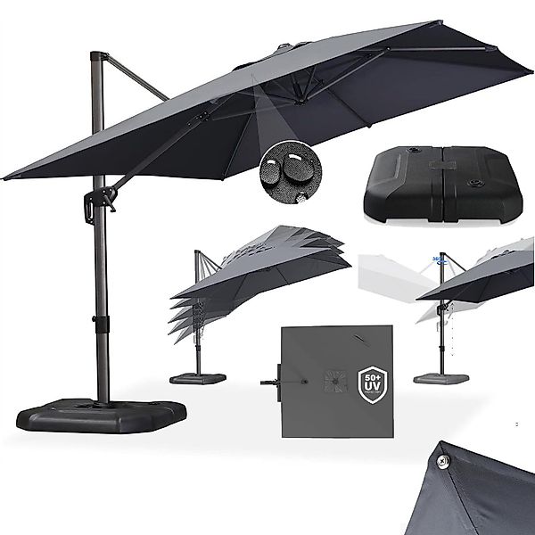 PURPLE LEAF Sonnenschirm Rechteck Alu Außenbereich günstig online kaufen