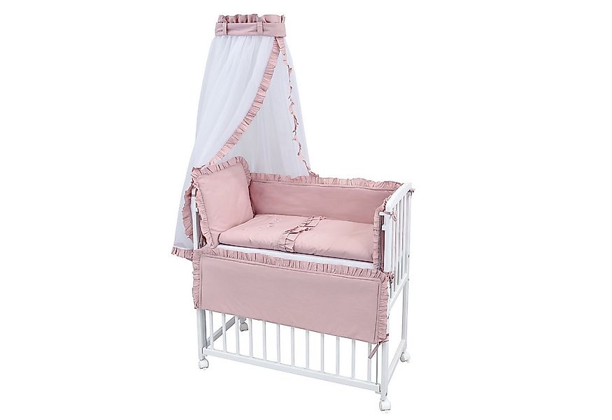 Baby-Delux Beistellbett Babybett Royal Rosa Rüsche, Stillbett 90x40 weiß hö günstig online kaufen