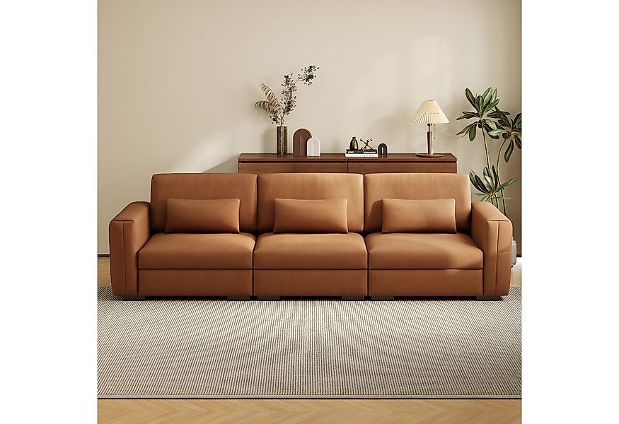 oleyluckidea Big-Sofa 3-Sitzer, Lederoptik, weich gepolstert, mit Armlehnen günstig online kaufen