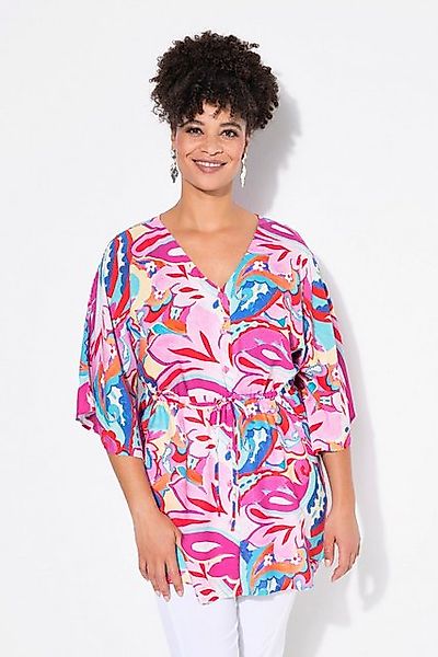 MIAMODA Longbluse Kimonobluse A-Linie Alloverdruck Taillen-Tunnelzug günstig online kaufen