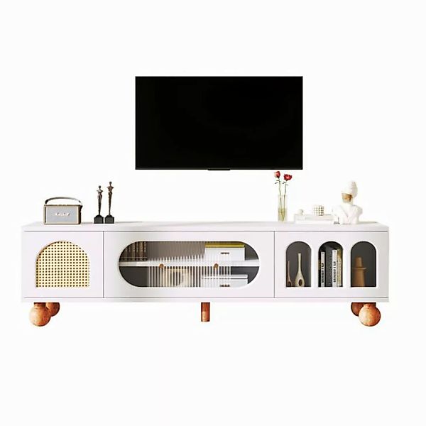 OKWISH TV-Schrank TV-Möbel Fernsehtisch Lowboard (1-St) mit Glasschiebetüre günstig online kaufen