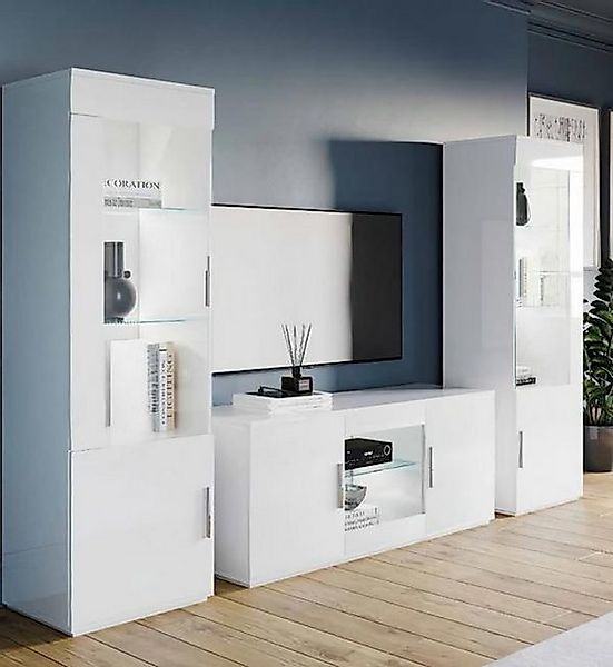 JVmoebel TV-Schrank Wohnzimmer Wohnwand Set Schrankwand rtv vitrine couchti günstig online kaufen