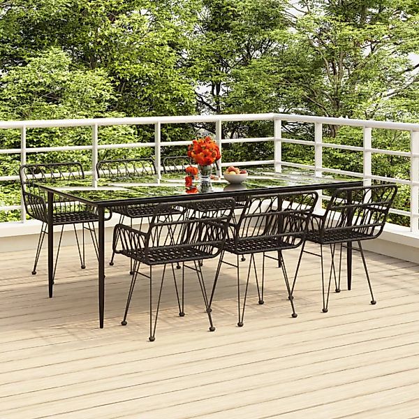 Vidaxl 7-tlg. Garten-essgruppe Schwarz Poly Rattan günstig online kaufen