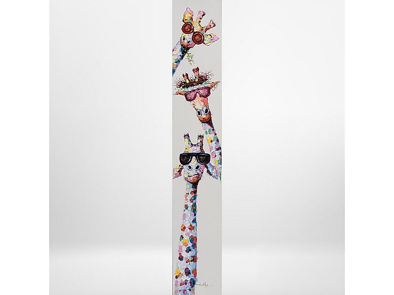 ArtUniverse Gemälde Lustige Giraffen 25x150 cm, Lustig buntes Giraffen-Trio günstig online kaufen