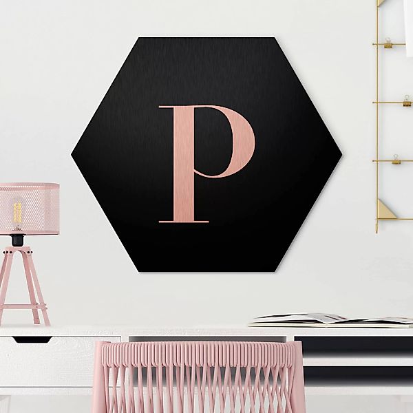Hexagon-Alu-Dibond Bild Buchstaben Buchstabe Serif Schwarz P günstig online kaufen