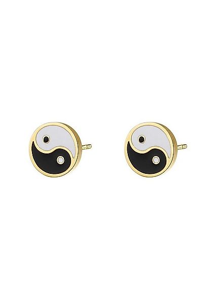 Hey Happiness Paar Ohrstecker Yin Yang weiß schwarz, Ohrringe 18K Roségold günstig online kaufen