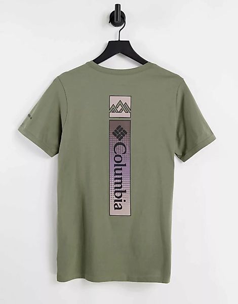 Columbia – Rapid Ridge – T-Shirt in Grün mit Print hinten günstig online kaufen