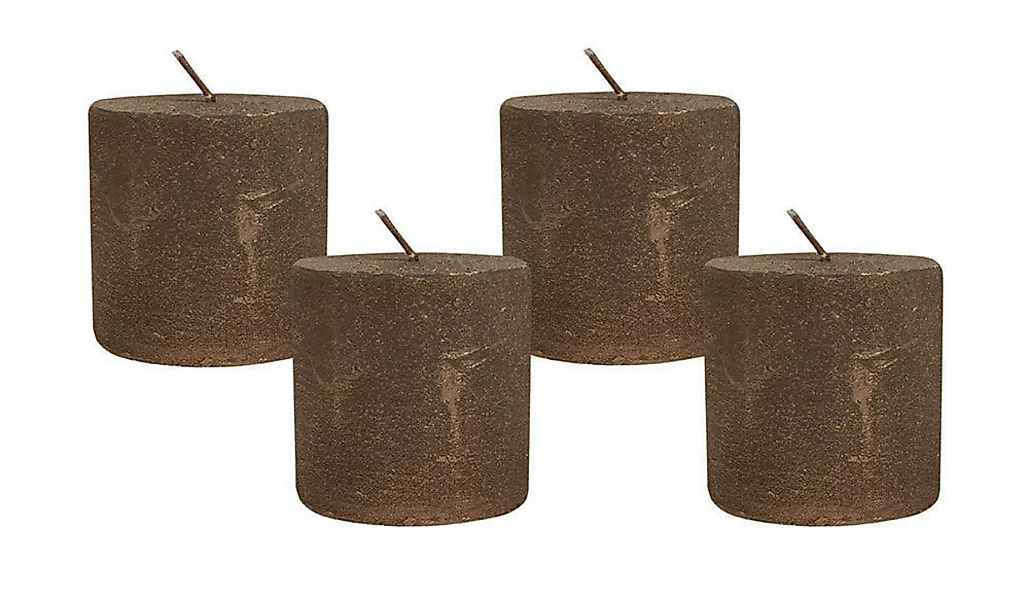 4 Rustic Stumpenkerzen Premium Kerze Kupfer lackiert 5x5cm - 15 Std Brennda günstig online kaufen