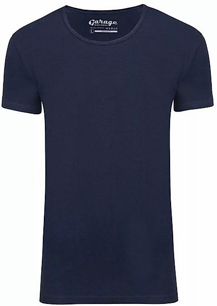 Garage Stretch Basic T-Shirt Dunkelblau Tiefer Rundhals - Größe S günstig online kaufen