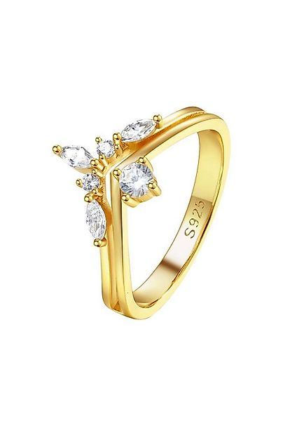 Hey Happiness Silberring Trauring Zirkonia Krone, 18K Gold Fingerring, Verl günstig online kaufen