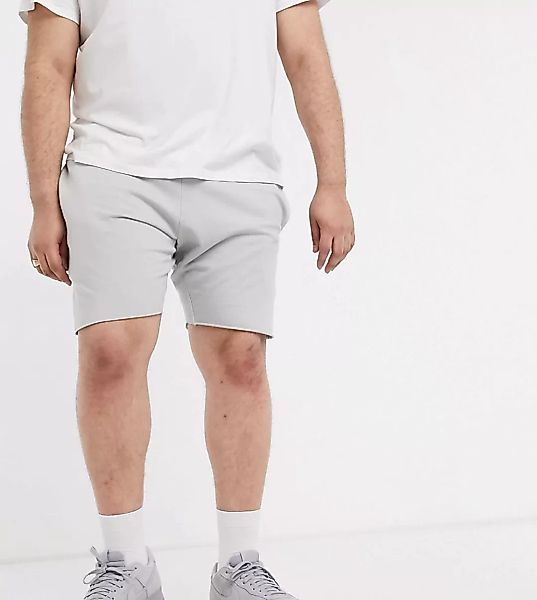 Le Breve Plus – Ungesäumte Jersey-Shorts-Grau günstig online kaufen