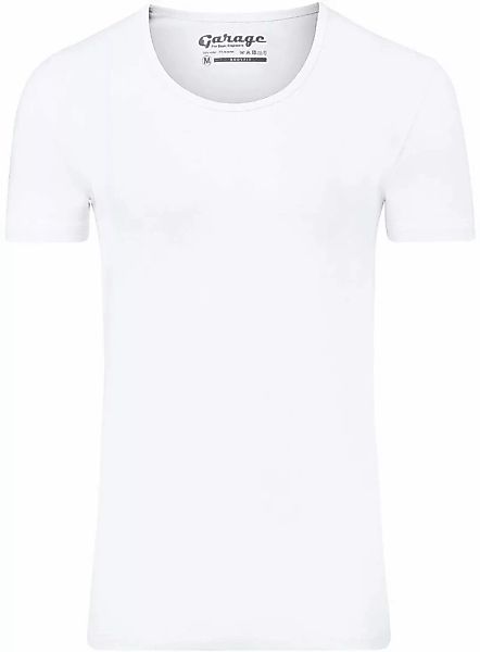 Garage Stretch Basic T-Shirt Weiss Tiefer Rundhals - Größe XXL günstig online kaufen