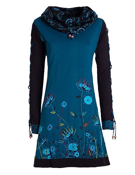 Vishes Minikleid Damen Blumen-Kleid Baumwollkleid Langarm-Shirtkleid günstig online kaufen