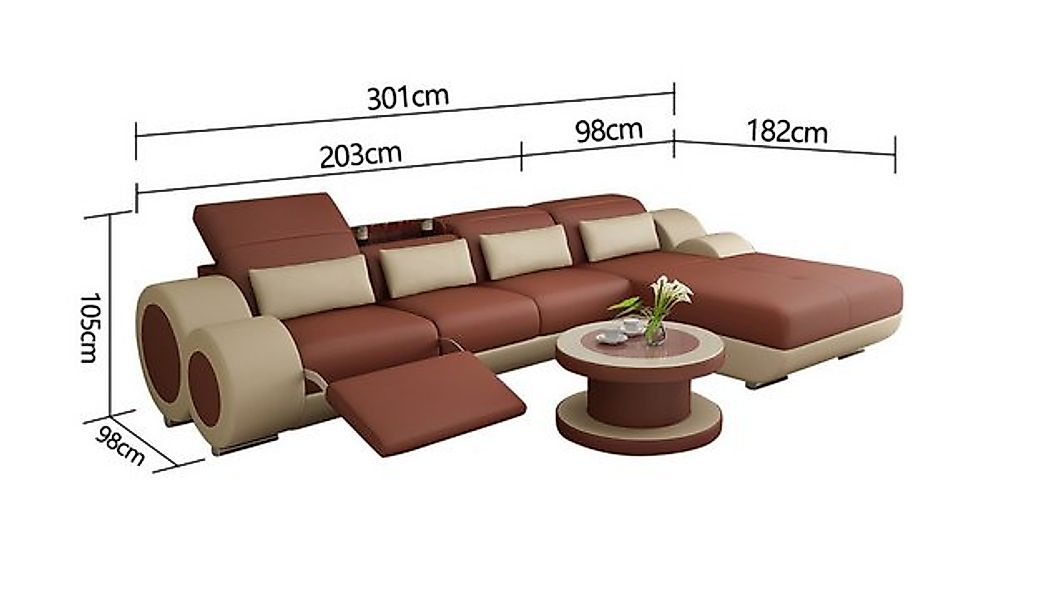 Xlmoebel Ecksofa Neu design Ecksofa Eckgarnitur aus Leder mit USB-Anschluss günstig online kaufen