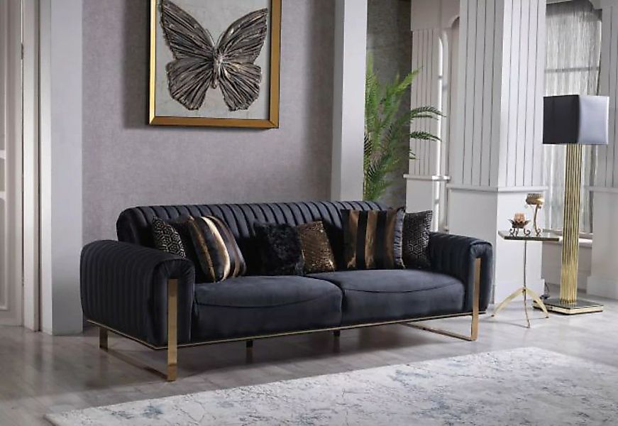3-Sitzer Sofa SINGAPUR von Seher Bomis Microfaser soft schwarz günstig online kaufen