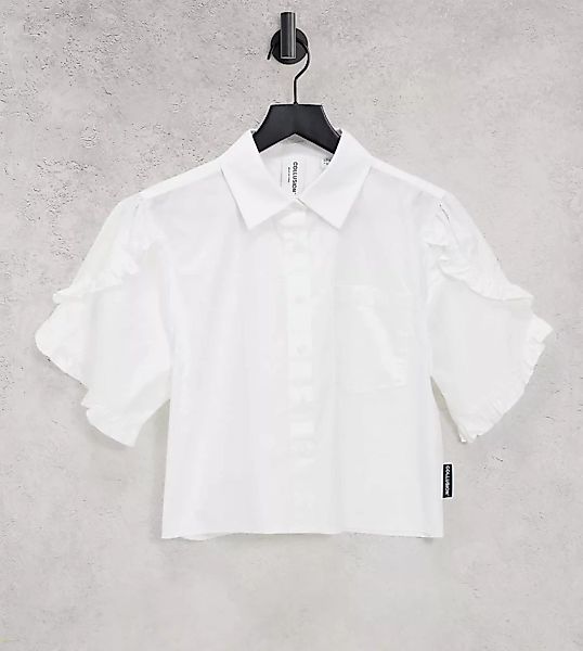 COLLUSION – Baumwollhemd mit Rüschenärmeln-Weiß günstig online kaufen