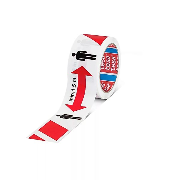Tesa Distanzklebeband für den  Sicherheitsabstandes Rot Weiß L x B 50 m 50 günstig online kaufen