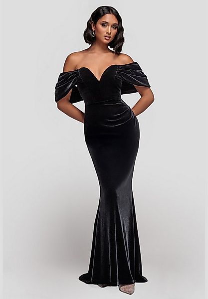 Goddiva Maxikleid Off The Shoulder Deep Plunge Velvet Maxi Dress Langes Kle günstig online kaufen